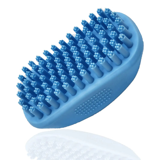 Dog Bath Brush Massaging Pet Brush Scrubber Silicon Shampoo Brush with Rubber Bristles Removes all Loose Fur Brush for Long Medium and Short Haired Pets