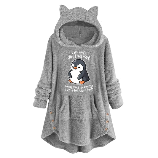 Grey Blanket Penguin Hoodie - "I'm Not Getting Fat I'm Storing Up Engery for the Winter"